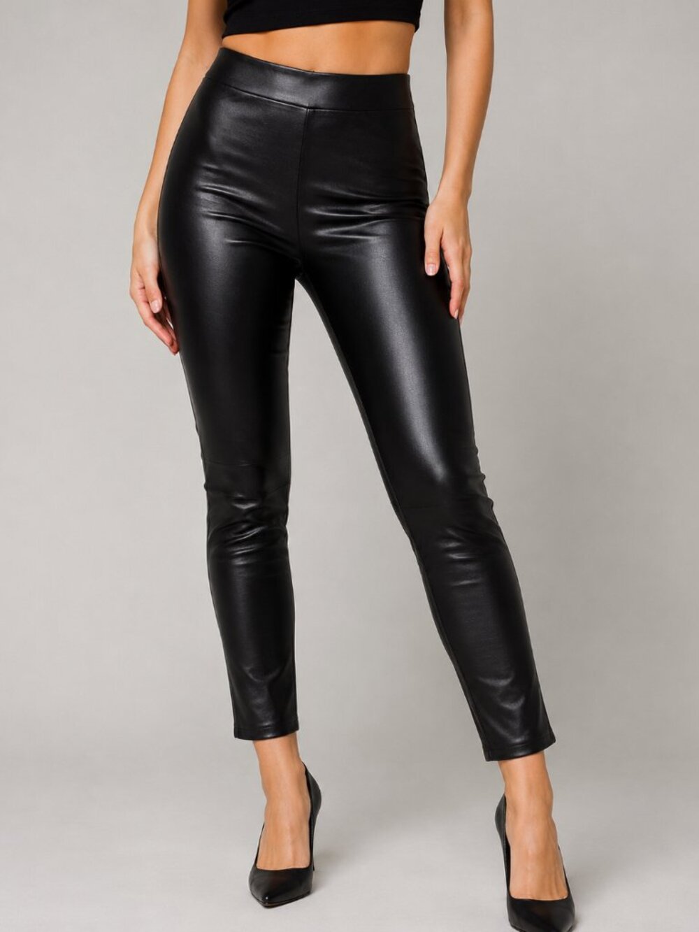 NWT-Style Black Faux Leather High Waist Leggings XS | Sleek Stretch Skinny Pants